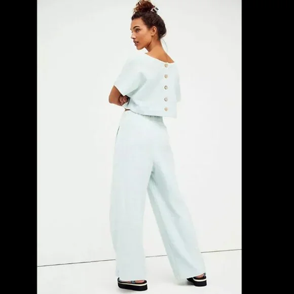 Free People Light Blue Wide Leg Pants
